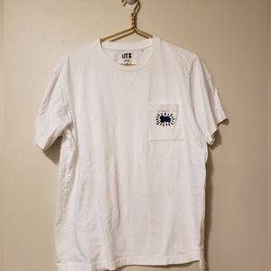 Uniqlo  Keith Haring White Short Sleeve Pocket T Tee Shirt Large